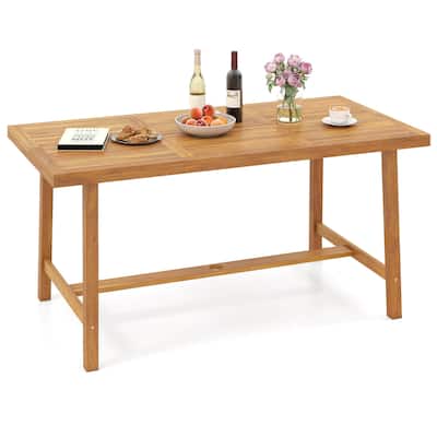Costway 63" Acacia Wood Dining Table for 6 People with 1.97" Umbrella - See Details