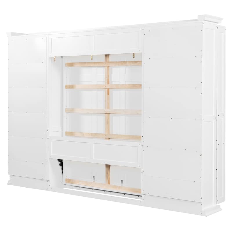 Murphy Bed Heavy Duty Cabinet Bed with Storage Shelves Queen Size