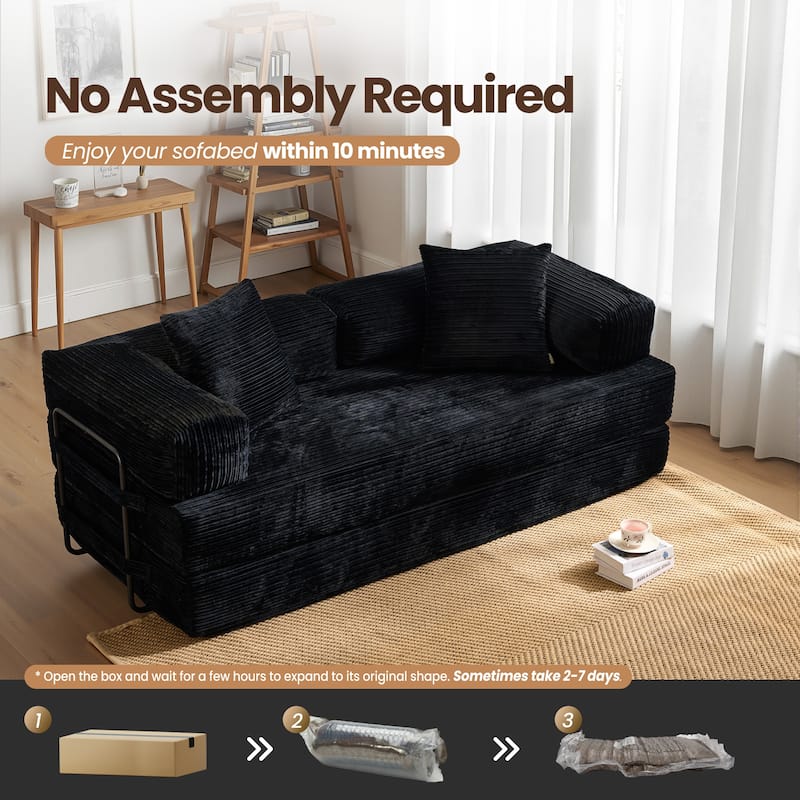 OVIOS Supreme Soft Fluffy Loveseat Sleeper Sofa