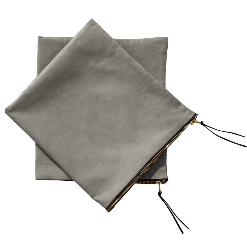 Suede 2 Piece Pillow Shell Set with Big Zipper, NO INSERT