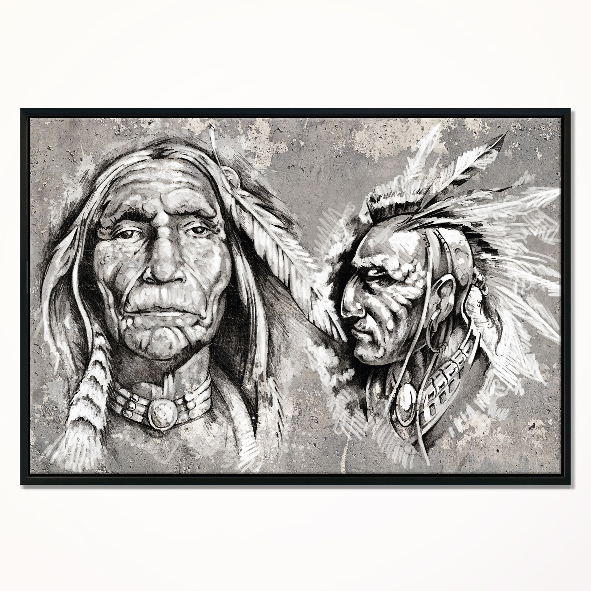 Shop Designart Native American Indian Heads Abstract Portrait
