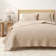 preview thumbnail 2 of 41, Linery & Co. Cotton Honeycomb Waffle Garment Washed Quilt Set Cappuccino - King