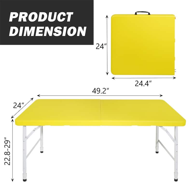 4ft Indoor and Outdoor Portable Foldable Steel Frame Table for Camping