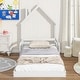 preview thumbnail 2 of 6, Fun Floor Bed, Wooden Twin House Mattresses Bed with Fences, White