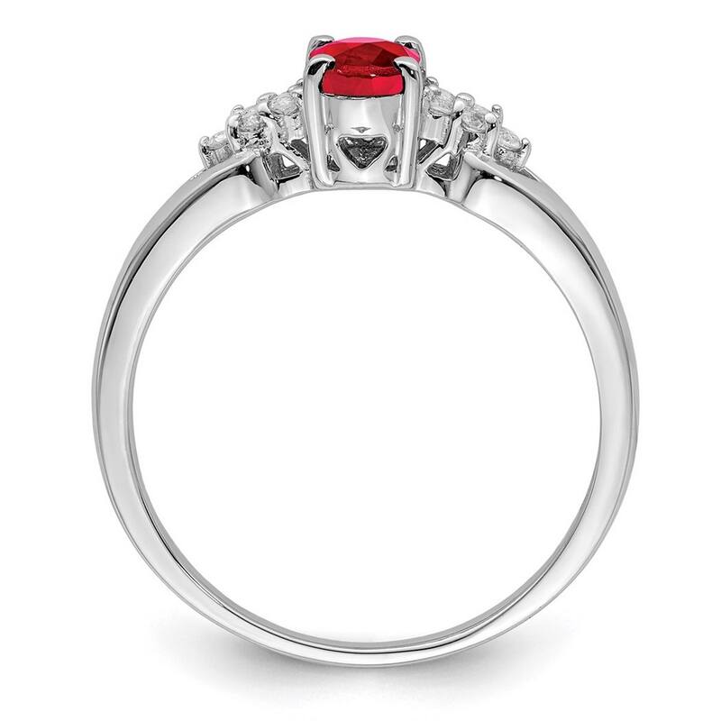 Curata 925 Sterling Silver Polished Open back Ruby and White Sapphire Ring