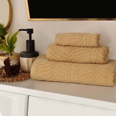 Superior Chevron Zero Twist Jacquard Cotton 3 Piece Bathroom Towel Set