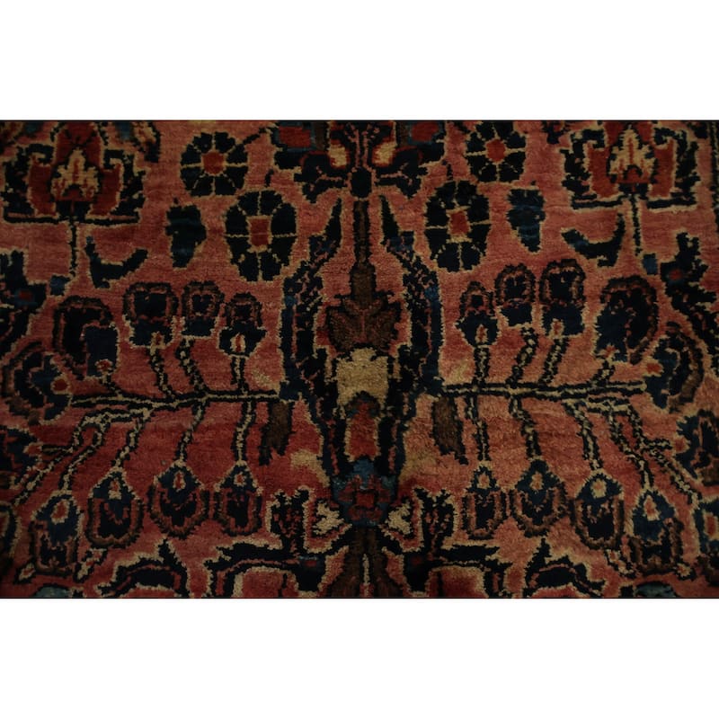 Hand Knotted Oriental 100% Wool Carpet Traditional Floral Oranges & Rust Sarouk Area Rug - 4' 0'' X 2' 0''