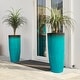 preview thumbnail 5 of 47, Glitzhome 30"H Set of 2 Oversized Gradient Cobalt Blue/Turquoise/Red Tall Plastic Planter