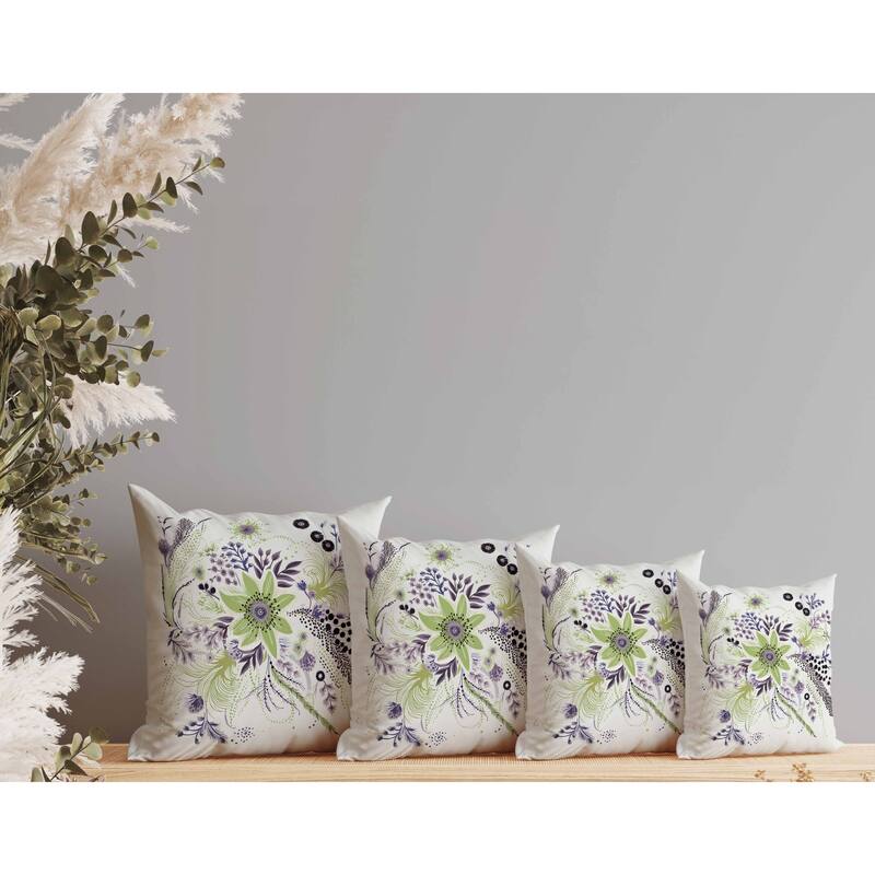 Enchanting Bouquet Faux Suede Reversible Throw Pillow Olive and Lavender