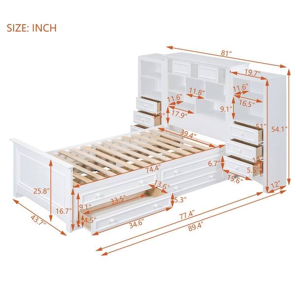 dimension image slide 0 of 2, Twin Wood Platform Bed with Storage Cabinet and Drawers, Grey