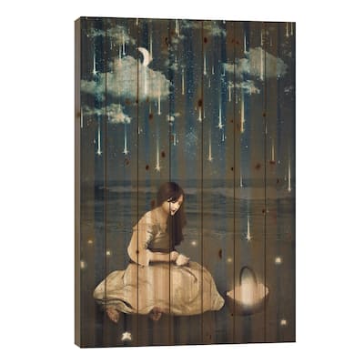 A Basket Of Wishes Print On Wood by Paula Belle Flores - Multi-Color
