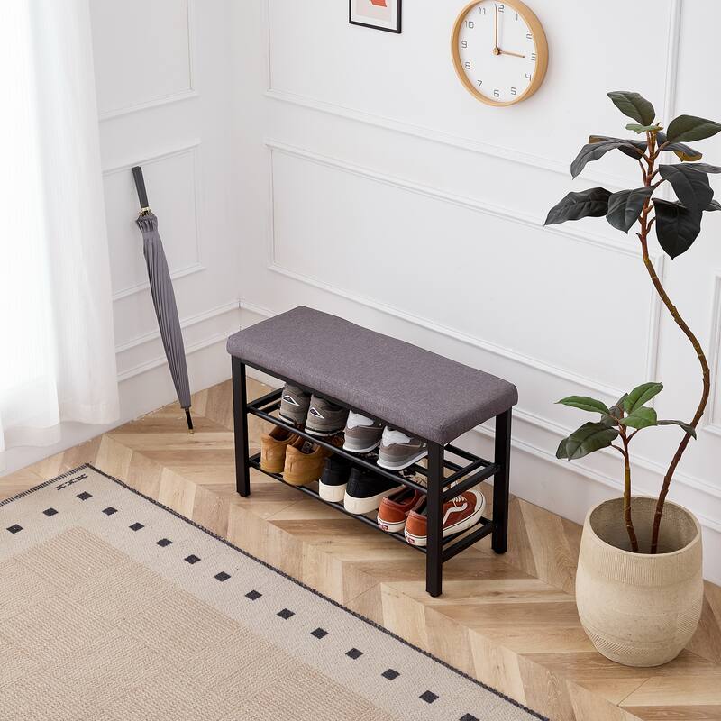 Shoe Bench, Storage Bench, Entryway Bench with Cushion, Shoe Shelf with Seat, Space-Saving, Modern Style, for Living Room