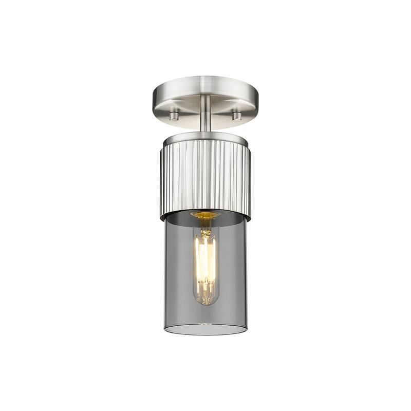 Innovations Lighting Bolivar - 1 Light 7" Flush Mount - Satin Nickel/Light Smoke