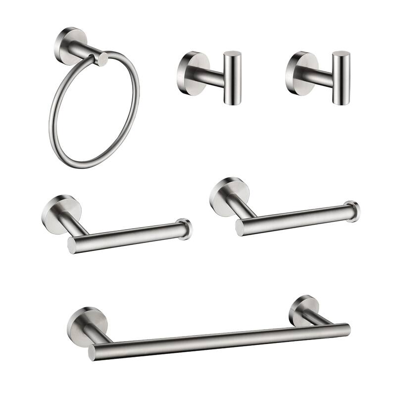 6-PCS Stainless Steel Bathroom Hardware Set,Round Shape - Brushed Nickel