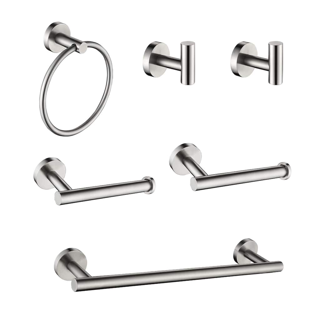 6-PCS Stainless Steel Bathroom Hardware Set,Round Shape