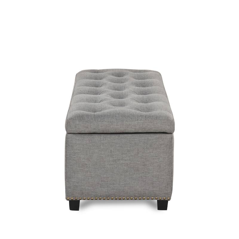 DH Basic Modern Brian 48-inch Rectangular Linen Storage Ottoman Bench by Denhour