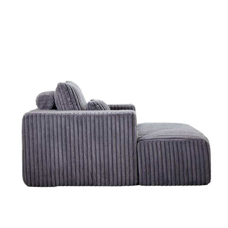 GDFStudio - Amelia Plush Corduroy Recliner Sofa with Removable Footrest for Relaxed Living Room Comfort