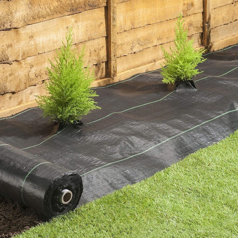 Agfabric 4 ft. x 8 ft. Heavy PP Woven Weed Barrier for Raised Bed, Soil