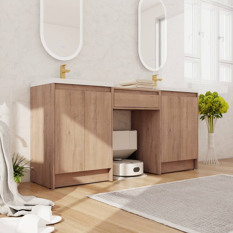 Beingnext 24''/72'' Bathroom Vanity with Sink, Freestanding Bathroom Vanity with Soft Close Doors And Adjustable Shelf