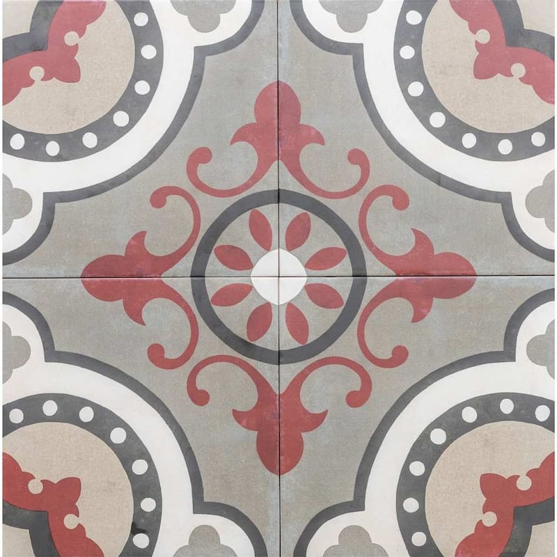 The Tile Life Art Deco 8x8 Grenade Red Porcelain Floor & Wall Tile