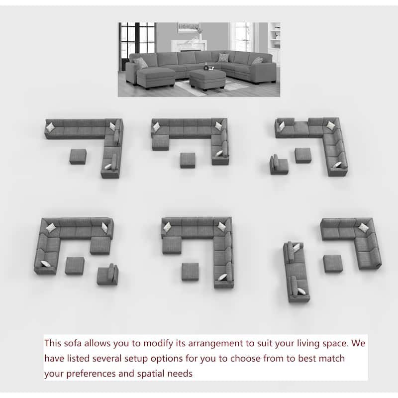 9PCS Corduroy Flexible Combination Sectional Sofa Couch