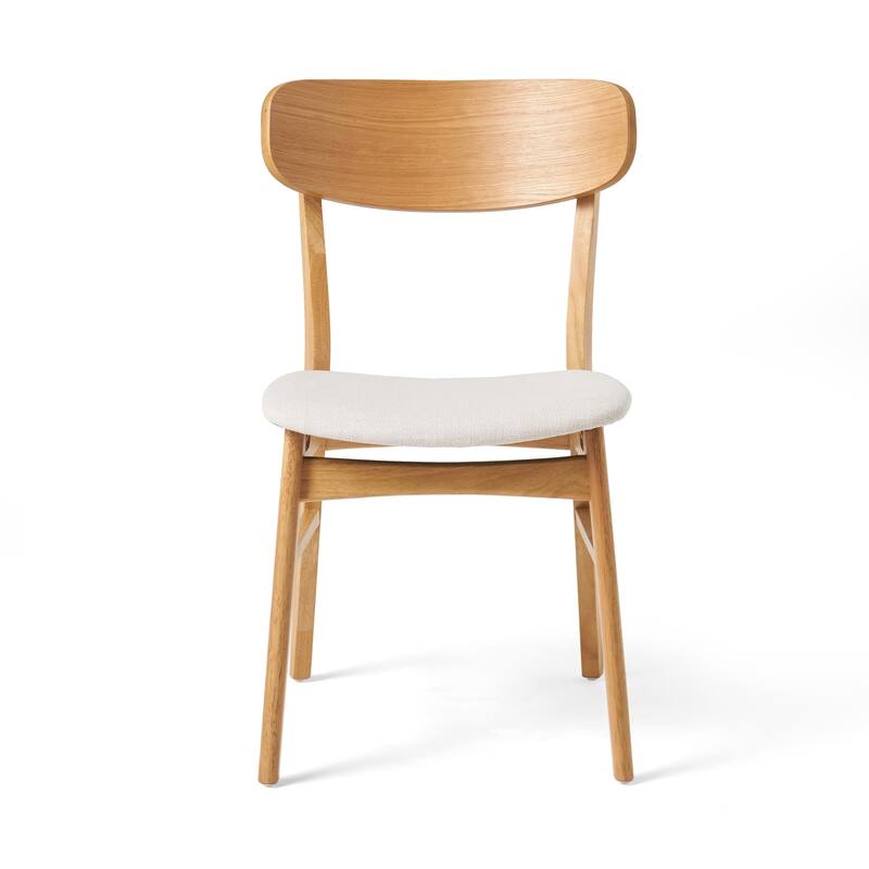 Solid Wood Dining Chairs with Upholstered Seat, Open Back, Set of 2
