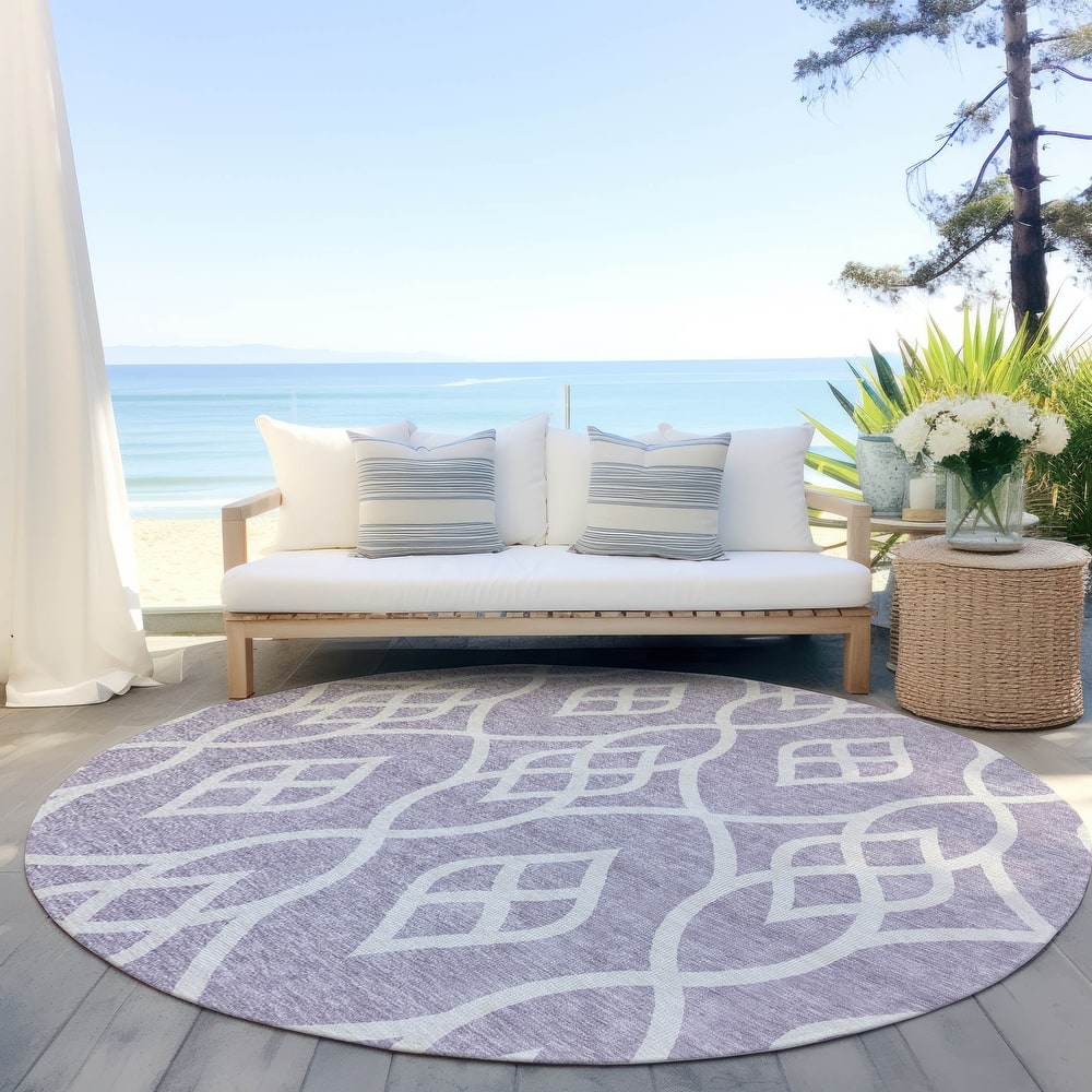 Machine Washable Indoor/ Outdoor Chantille Modern Trellis Rug