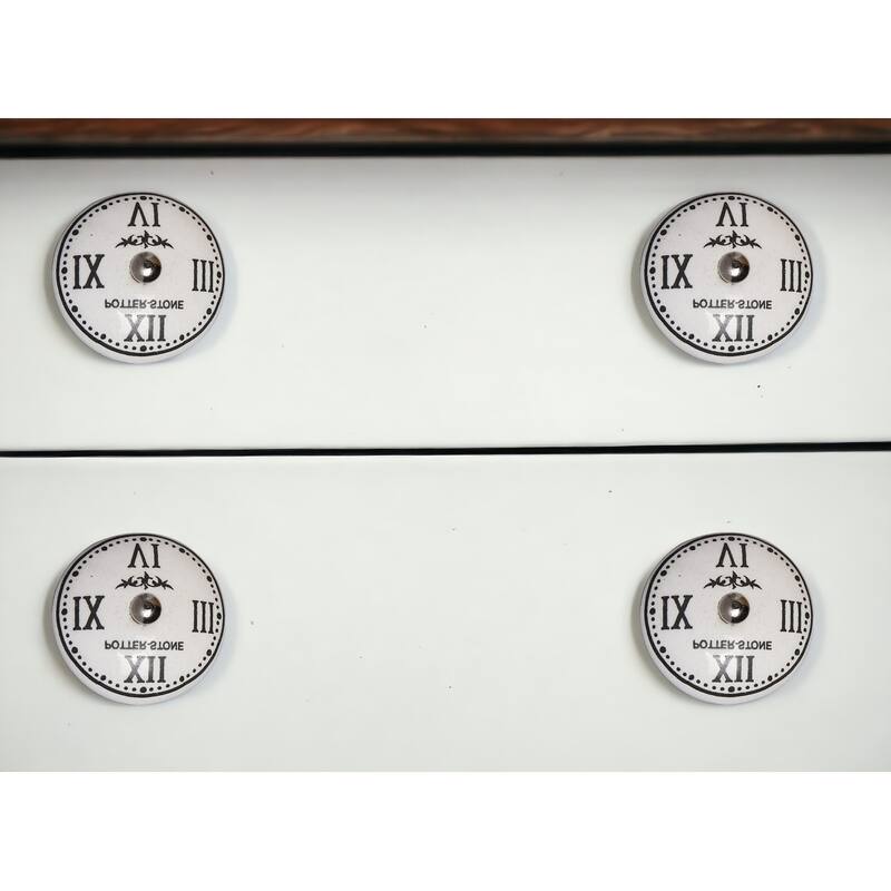 HomeRoots Set of Eight Black And White Ceramic And Metal Drawer Pull Knobs - 1.5' X '1.5' X '1.5 - White/Black - 1.5' X '1.5' X '1.5