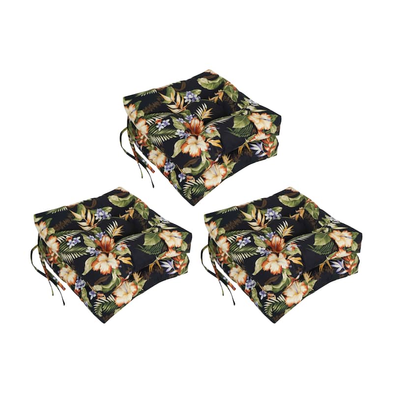 16-inch Square Tufted Indoor/Outdoor Chair Cushions (Set of 6) - Freeport Ebony