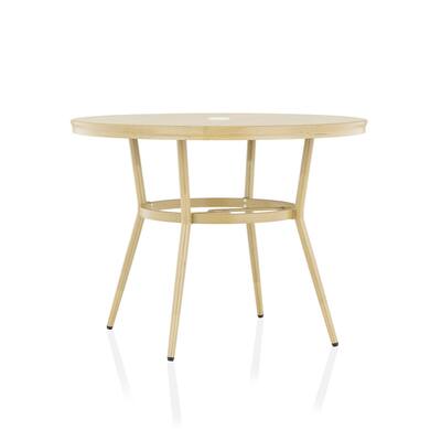 Furniture of America Ariel Natural Tone 40-inch Metal Round Patio Dining Table - 40-inches