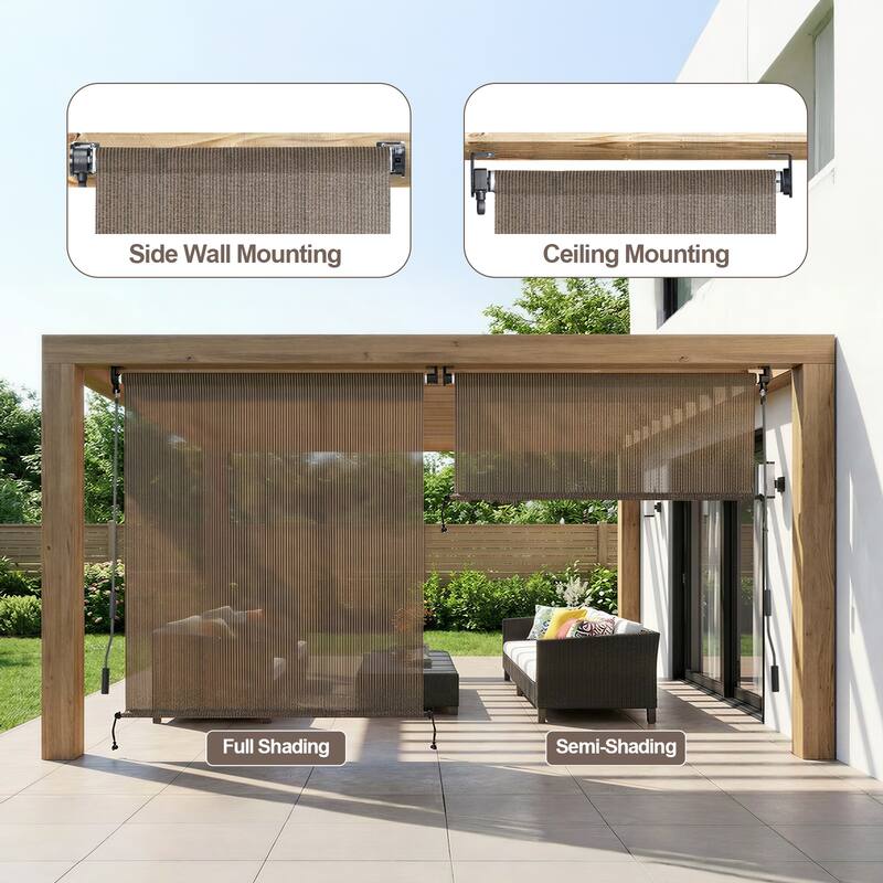 Aoodor Patio HDPE Fabric Roller Shade