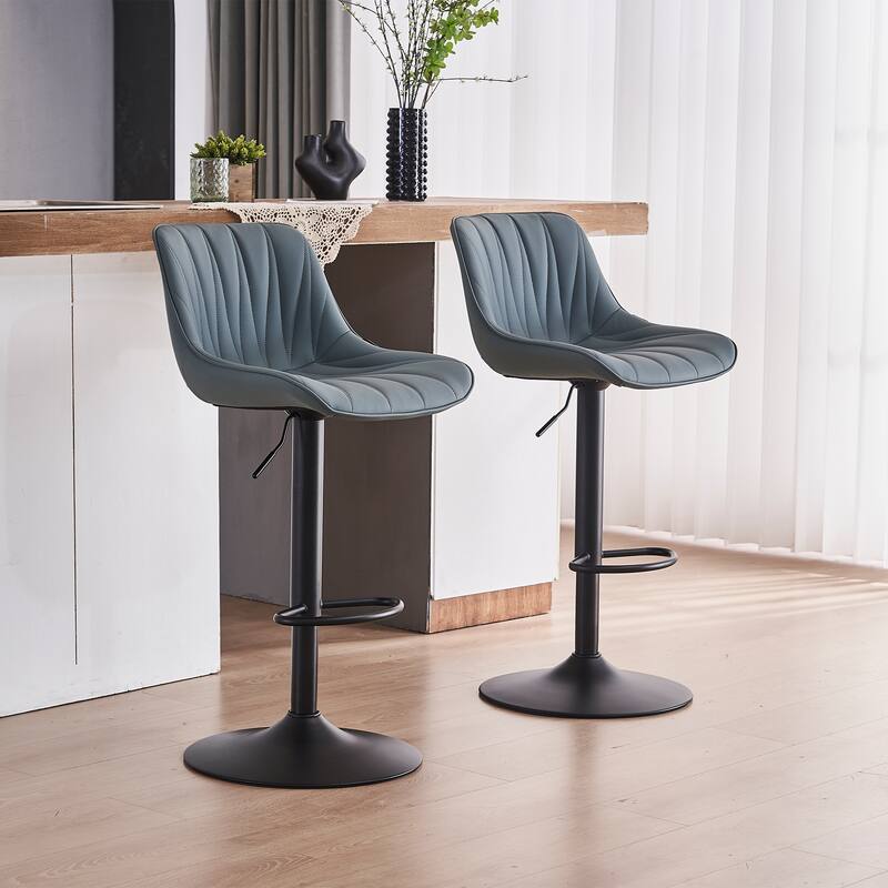 Adjustable Swivel Bar Stools Set of 2 Modern Upholstered Counter Stools