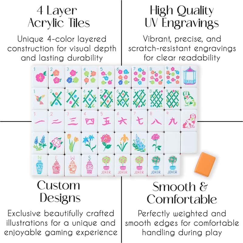 Sweet Jojo Designs American Mahjong Tile Set (160pc) 1.25in. Layered Acrylic with Paisley Travel Bag - Beautiful, Luxury Orange
