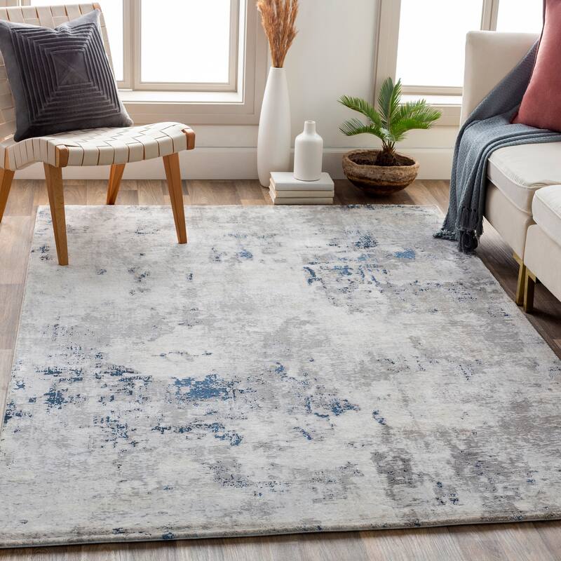 Artistic Weavers Preeti Modern Abstract Area Rug - 2'7" x 7'7" Runner - Grey / Blue