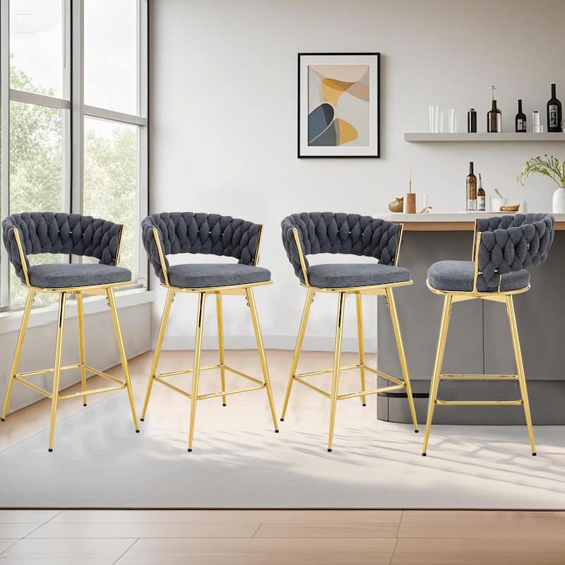 Roomfitters Swivel Bar Stools with Cushions and Rustproof Metal Frame, Modern Seating for Dining or Bar, Set of 2