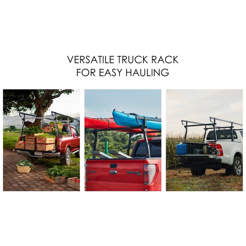 Anmytek Universal Full-Size Steel Truck Rack - 1000 LBS Capacity, No-Drill C-Clamps Extendable Ladder Rack