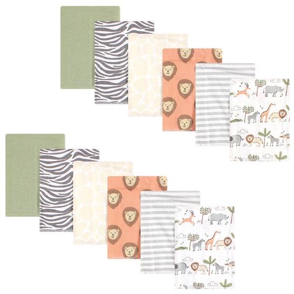 slide 1 of 1, Hudson Baby Infant Boy Cotton Flannel Burp Cloths Bundle, Safari, One Size - Safari - One Size One Size - Safari