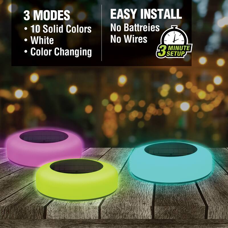 Bell + Howell Color Changing LED Solar Powered Disk Lights - 8 Pack - Multi