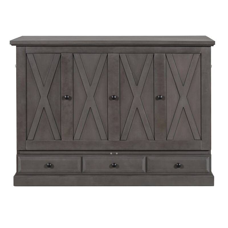 Wood Murphy Bed Chest Cube Cabinet Bed