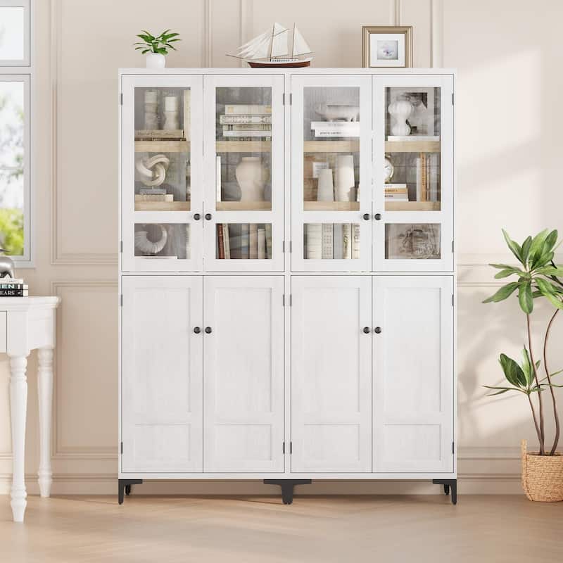 71" Tall Storage Cabinet, Kitchen Pantry Cabinet 5 Tier Bathroom Cabinet with 4 Doors Adjustable Shelves for Kitchen
