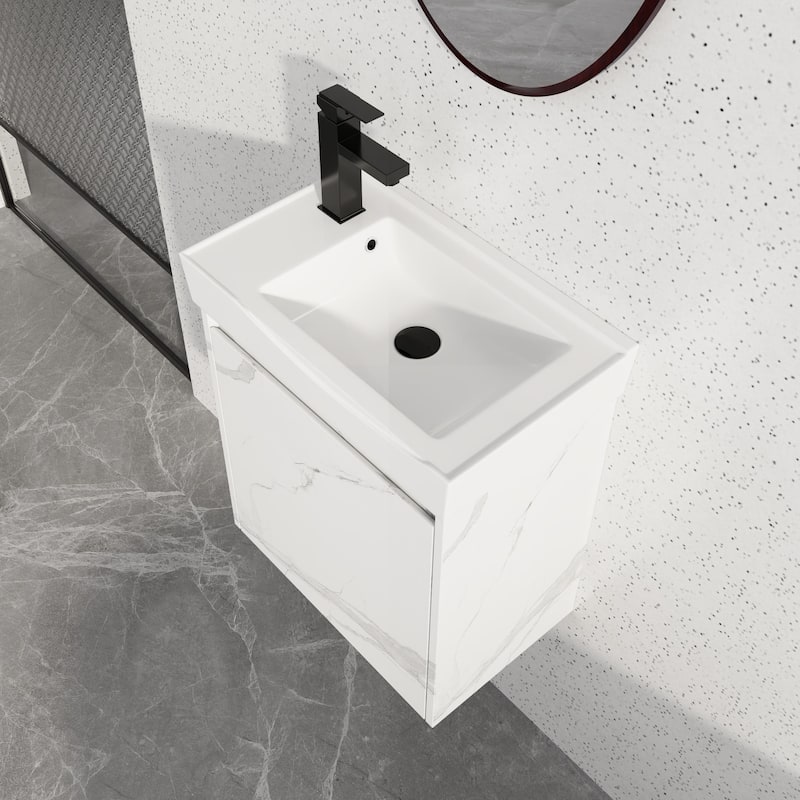 Bathroom Vanity With Sink In 16/20/24/30/36 Inch, Floating Bathroom Vanity With Soft Close Door