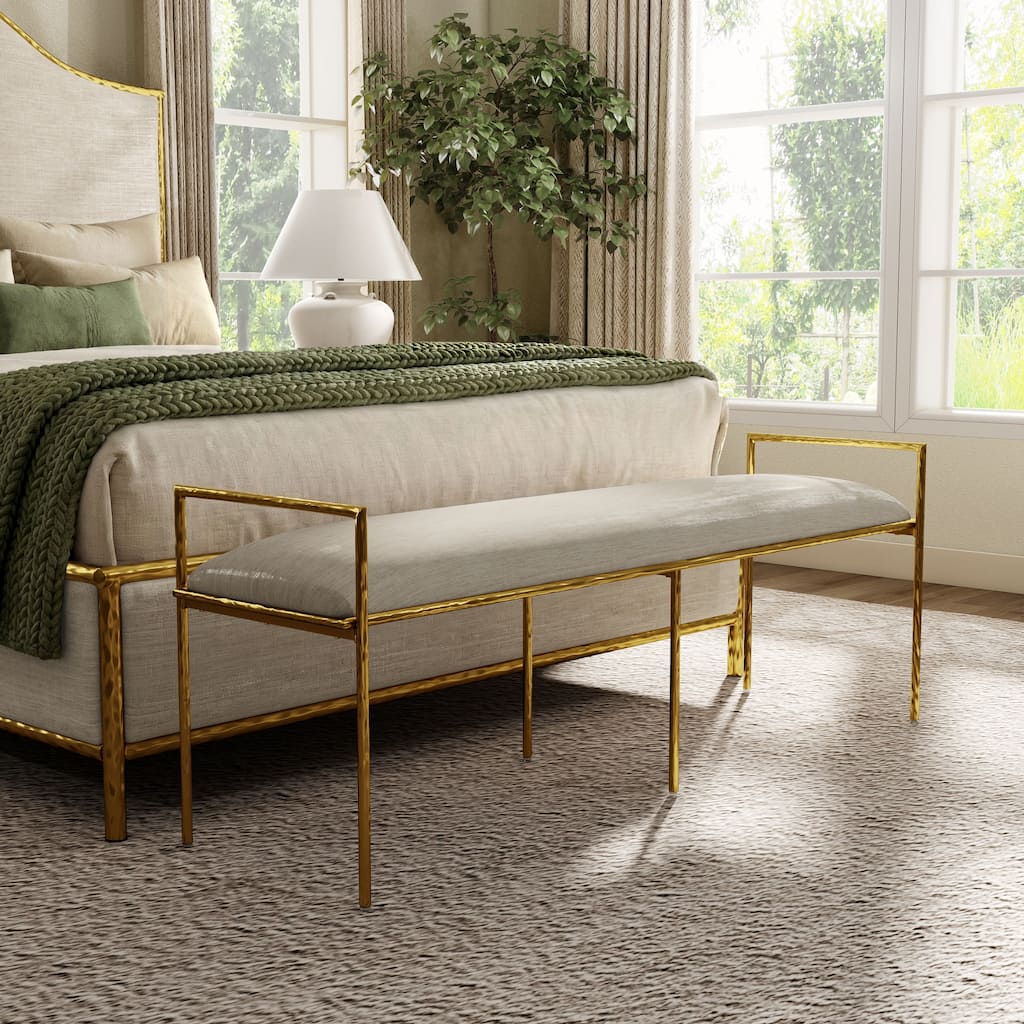 Furniture of America Zayen Modern 59-inch Metal Padded Upholstered Accent Bench