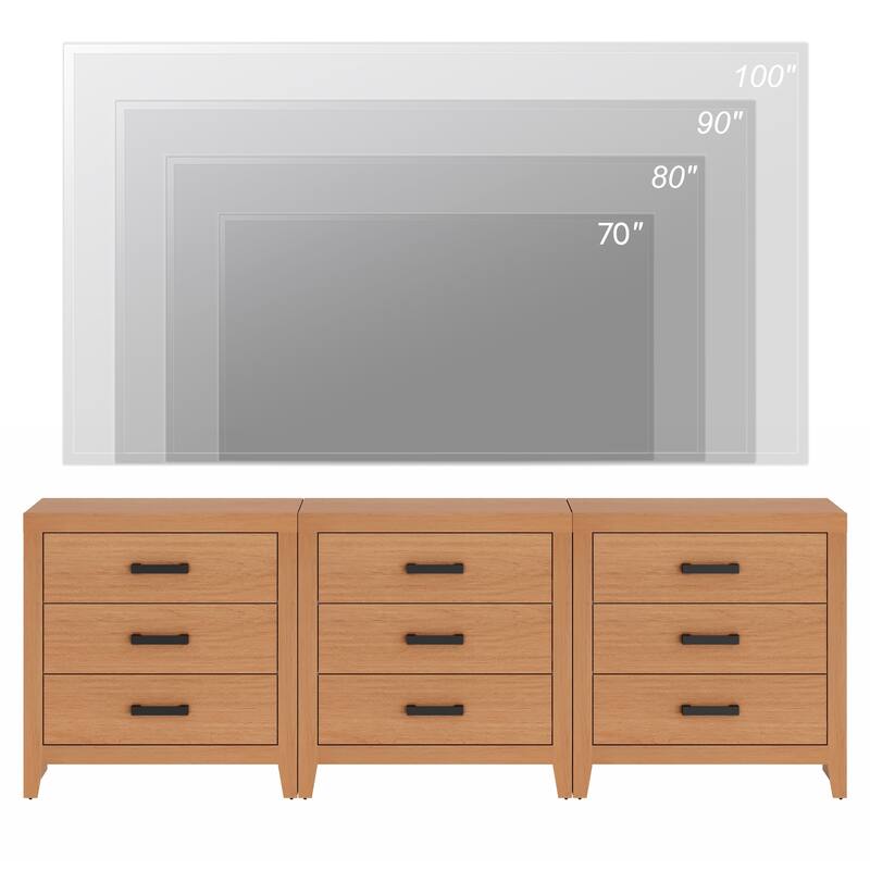 WAMPAT Farmhouse 3-Drawer Dresser, Wooden Chest of Drawers, Modern Storage Organizer & Nightstand for Bedroom, Living Room