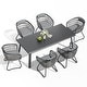 preview thumbnail 20 of 22, 7/9/11-Piece Outdoor Patio Dining Set Aluminum Rectangular Dining Table with Umbrella Hole and PE Rattan Chairs - See Picture Grey - Set of 7