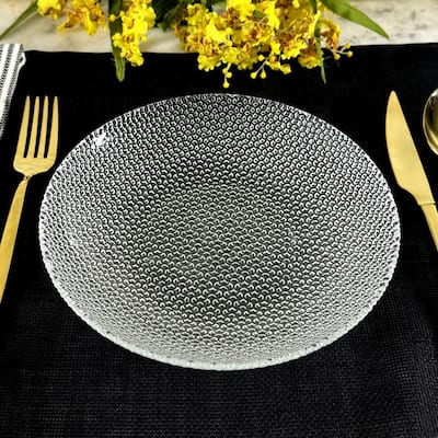 Stylish Glass Soup Plates with Pebble Design Perfect for Serving Soup Salads or Pasta