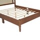 preview thumbnail 10 of 8, Queen Size Wooden Platform Bed with Natural Rattan Headboard, Vintage Bed Frame with Wooden Slat Support, Walnut