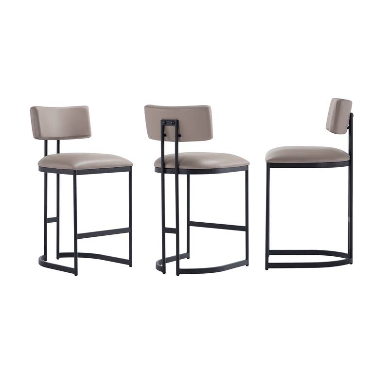 Manhattan Comfort Juno Metal Vegan Leather Counter Stool