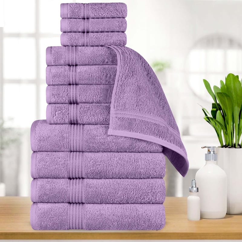 Superior Heritage Egyptian Cotton Heavyweight Bathroom Towel - Set of 12 - Royal Purple