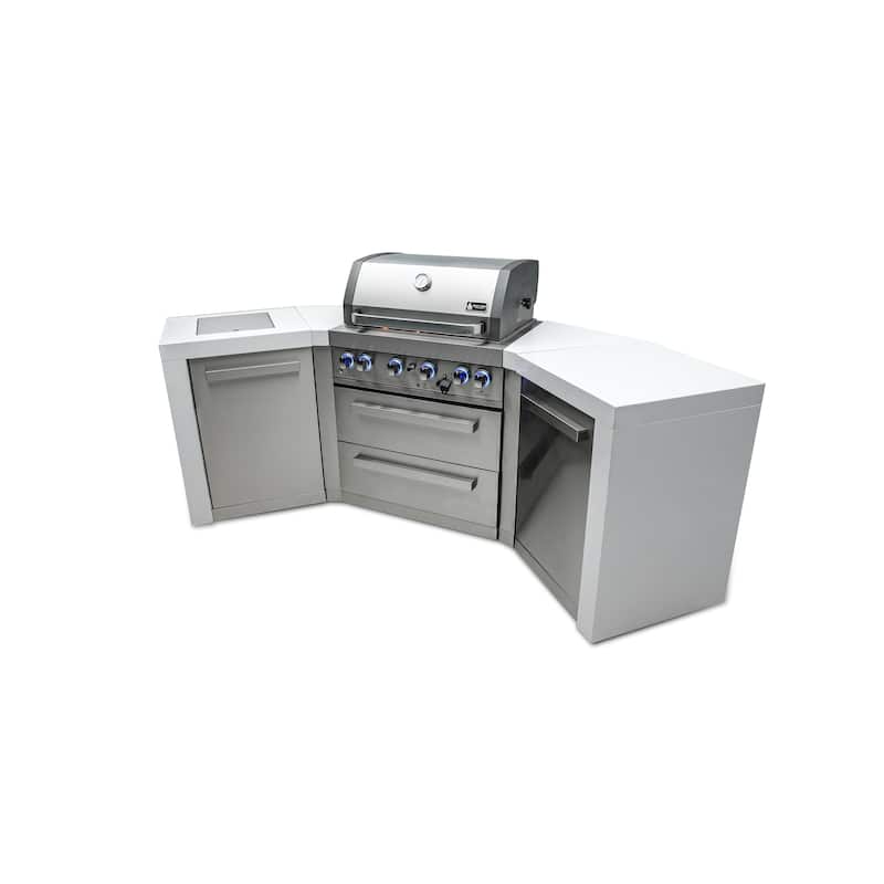 Mont Alpi MAi400-D45 4-Burner U-Shaped 45° Corner Black Stainless Steel Modular Outdoor Kitchen Barbecue Island Grill - N/A