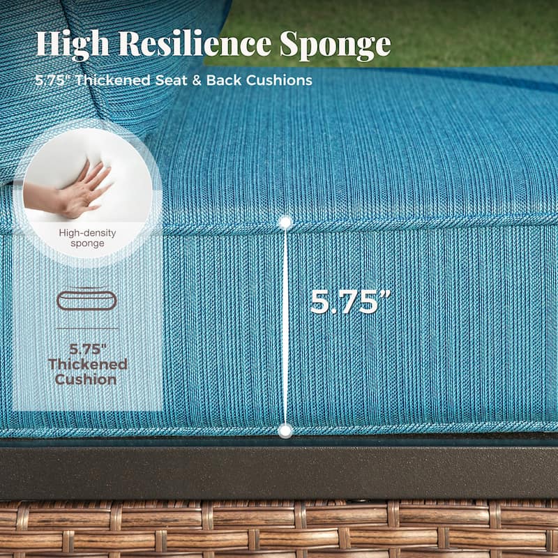 MAISON ARTS 5-Seat Outdoor Patio Furniture Sets, 2 x Cushioned Chairs, 1 x 3-Seat Sofa with Marbling Coffee Table